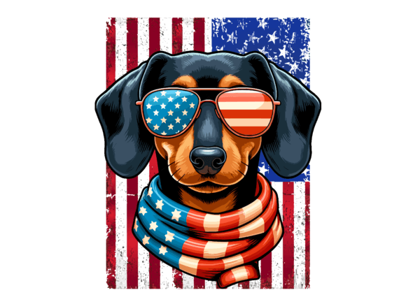 Dachshund Dog 4th of July USA Flag: A Festive Design Asset