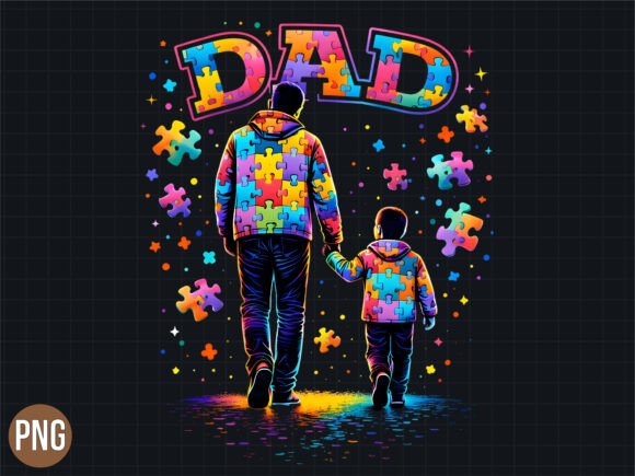 Dad and Son Autism Awareness T-shirt PNG: Design for Impact