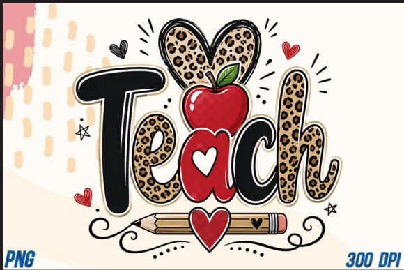Dynamic Leopard Heart Apple PNG for School Projects