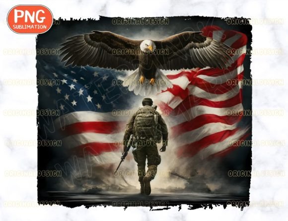 Patriotic Military Eagle: Powerful USA Eagle Art for Design