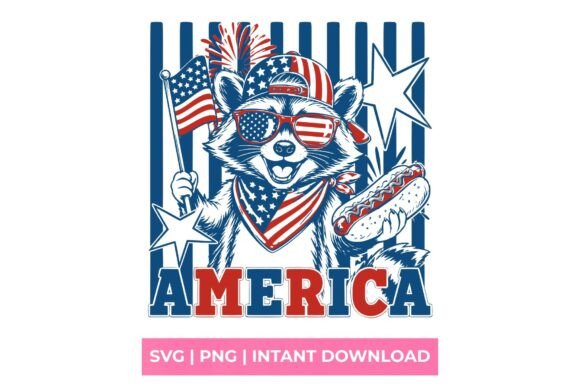 Patriotic Raccoon America 4th of July SV: Creative Design Asset