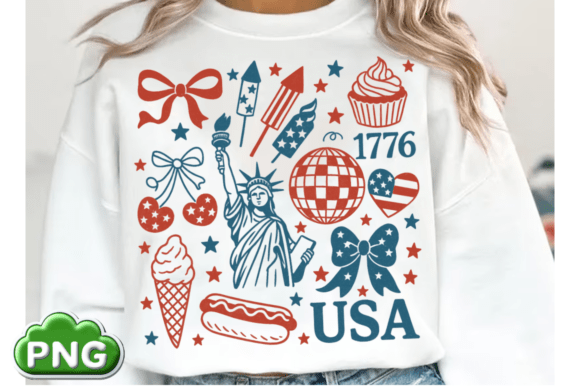 Retro America Coquette PNG: Elevate Your Preppy 4th of July Designs