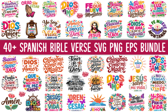 Spanish Bible Verse SVG PNG Bundle for Creative Design