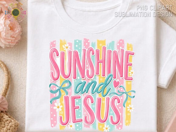 Sunshine & Jesus Retro Brushstroke PNG: Faith-Inspired Design